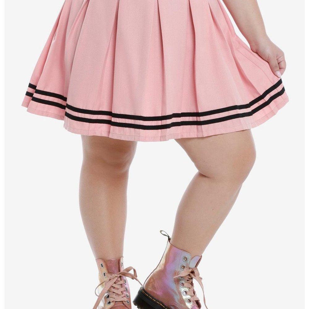 Pink & Black Pleated Cheer Skirt Plus Size